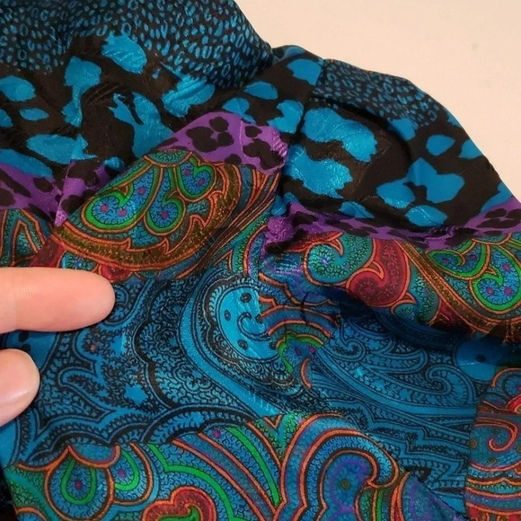 Louis Feraud 100% Silk Vintage Maxi Dress Long Sleeve Colorful Size US 12 - Picture 16 of 17